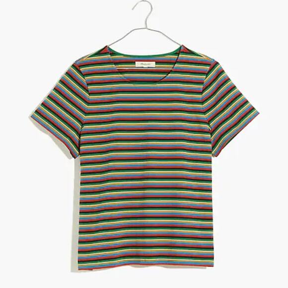 Madewell Luxe Crop Tee in Mathis Stripe XXS - Picture 1 of 10